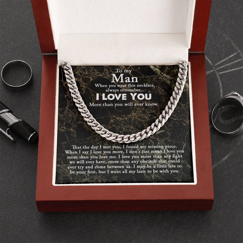 To My Man Chain Necklace Gift For Boyfriend Boyfriend Birthday Gift Anniversary Gift Cuban Link Chain