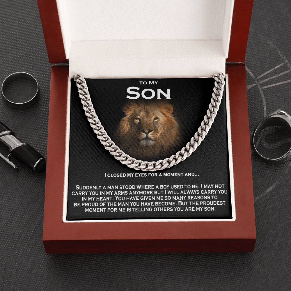 To My Son Solid Cuban Chain Necklace Cuban Link Chain