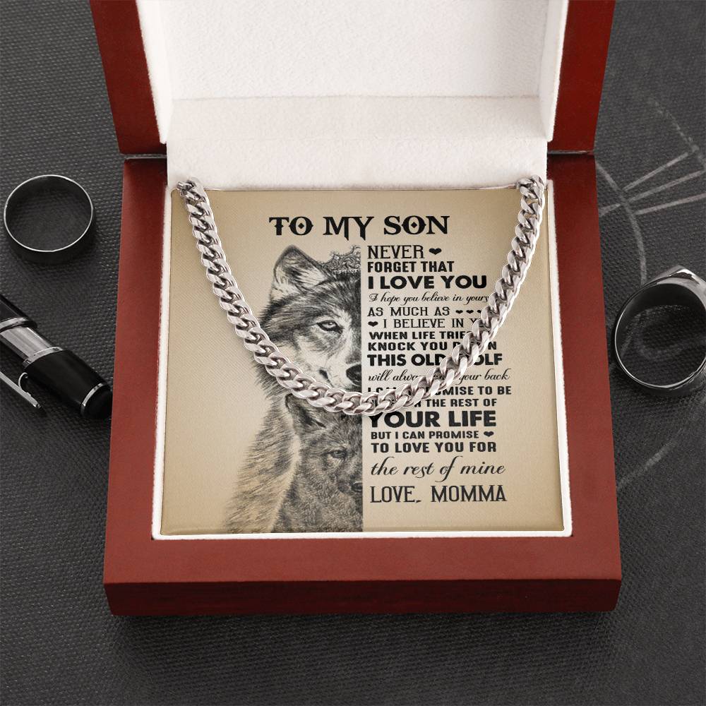 To My Son Cuban Link Chain Necklace