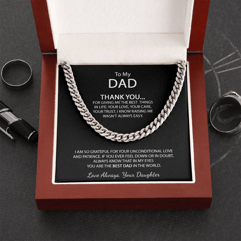 To My Dad Necklace Men Chain Necklace Gift For Dad From Daughter Father's Day Gift Dad Birthday Gift Cuban Link Chain
