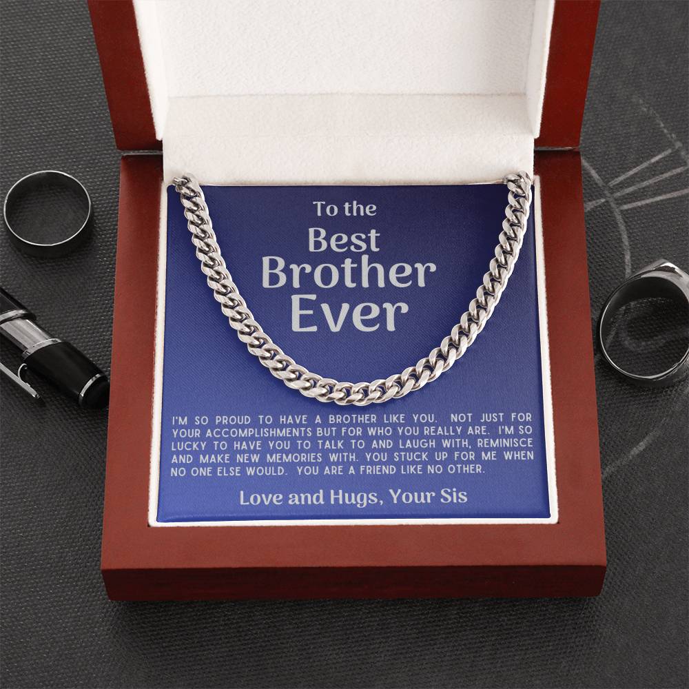 Best Brother Ever Cuban Link Necklace Gift From Sister Cuban Link Chain