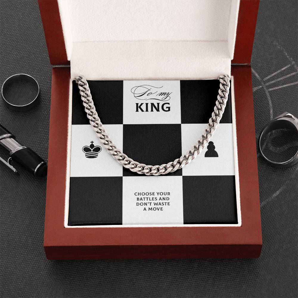 To My King Cuban Link Chain Gift To Husband Boyfriend Fiancé Gifts For Him Men Chain Necklaces