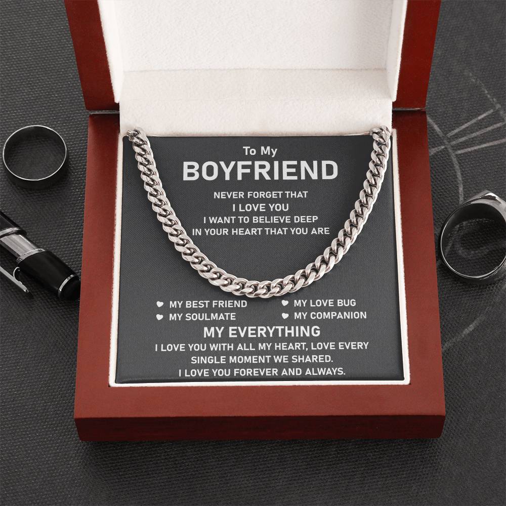 To My Boyfriend Cuban Chain Necklace Unique Anniversary Gift For Boyfriend Boyfriend Birthday Gift Cuban Link Chain