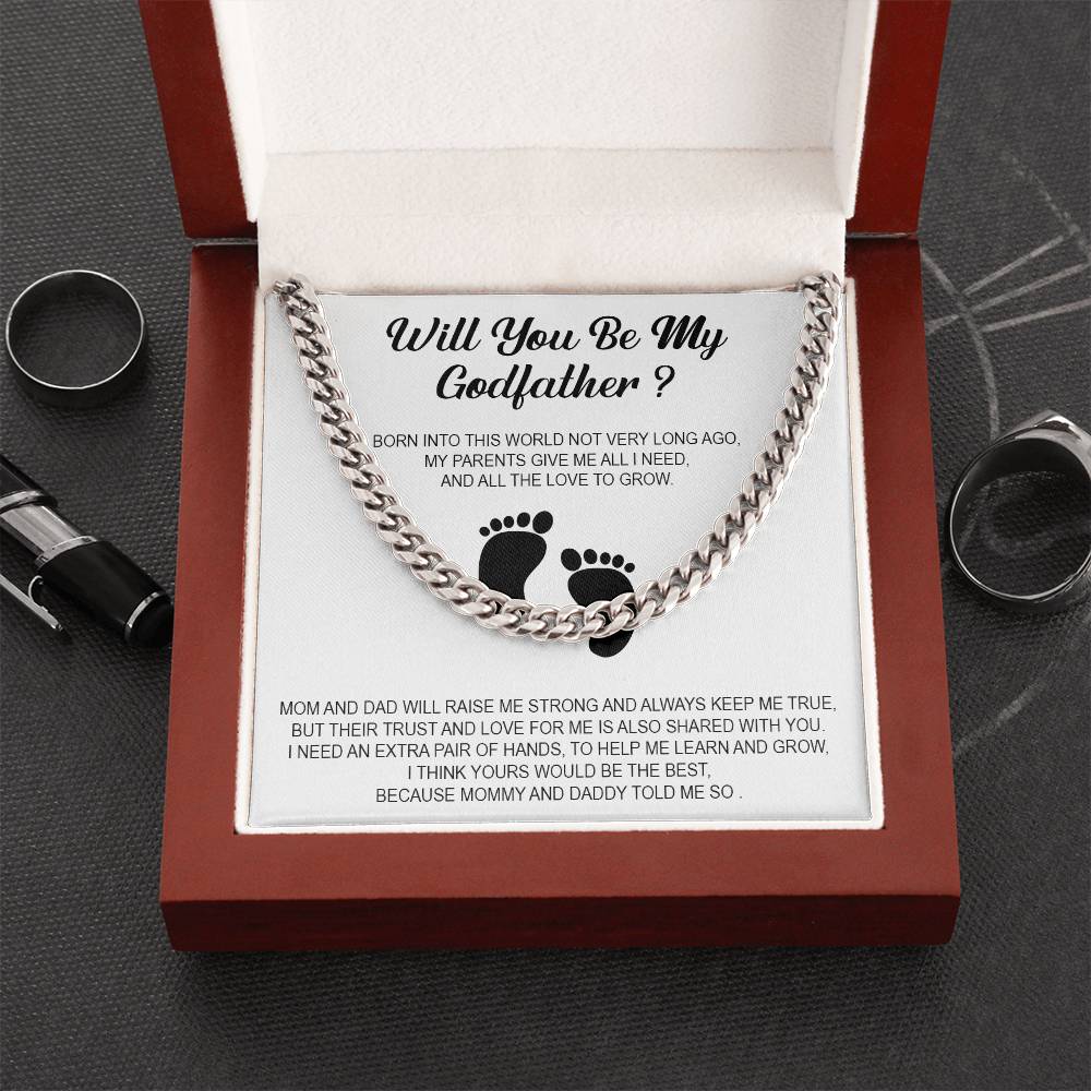 Will You Be My Godfather Necklace For Godfather From Mummy And Daddy Cuban Link Chain