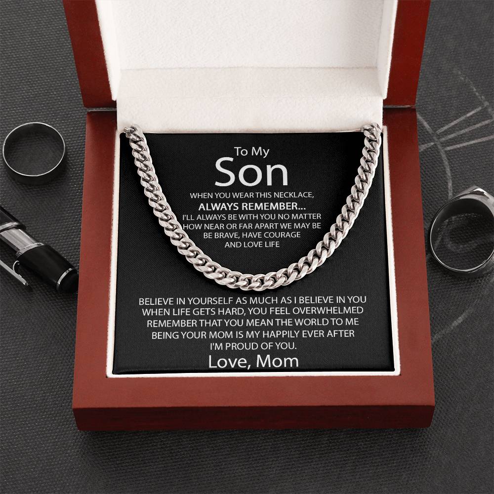 To My Son - Proud Of You Gift For Son From Mom Sentimental Gift For Son Cuban Link Chain