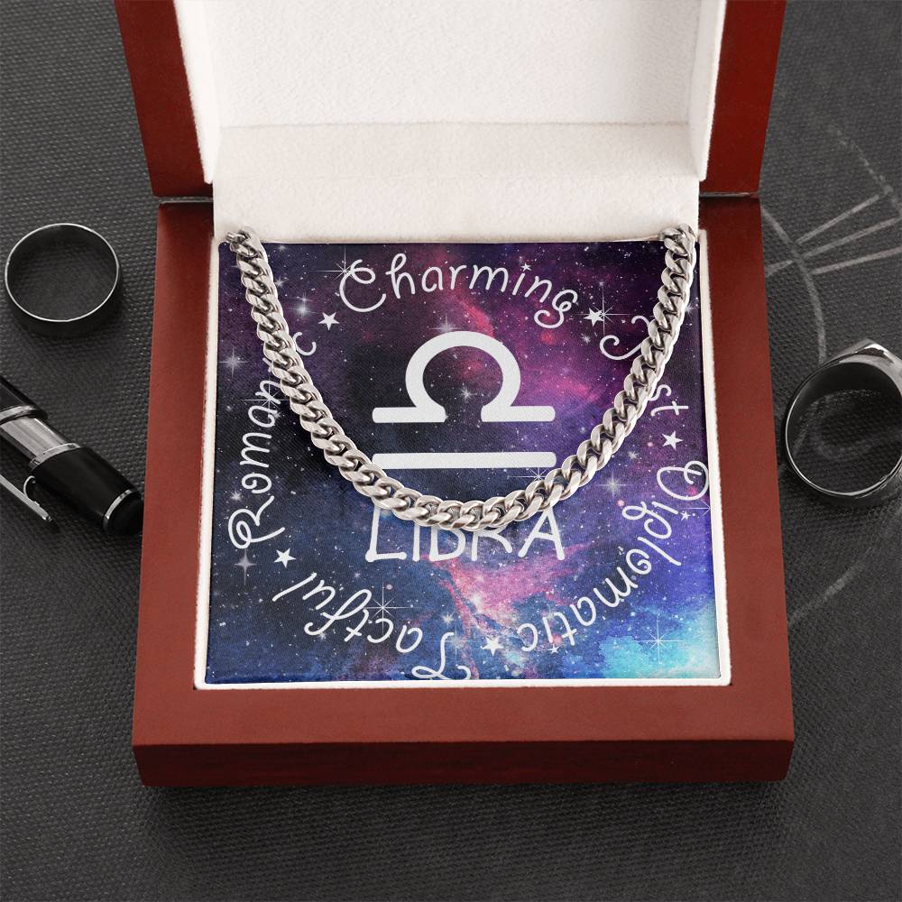 Cuban Link Chain Necklace - Libra Theme