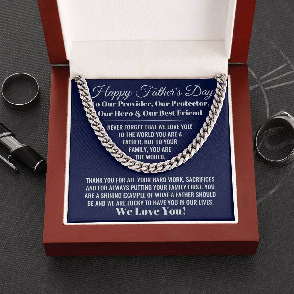 Our World Father's Day Necklace Cuban Link Chain