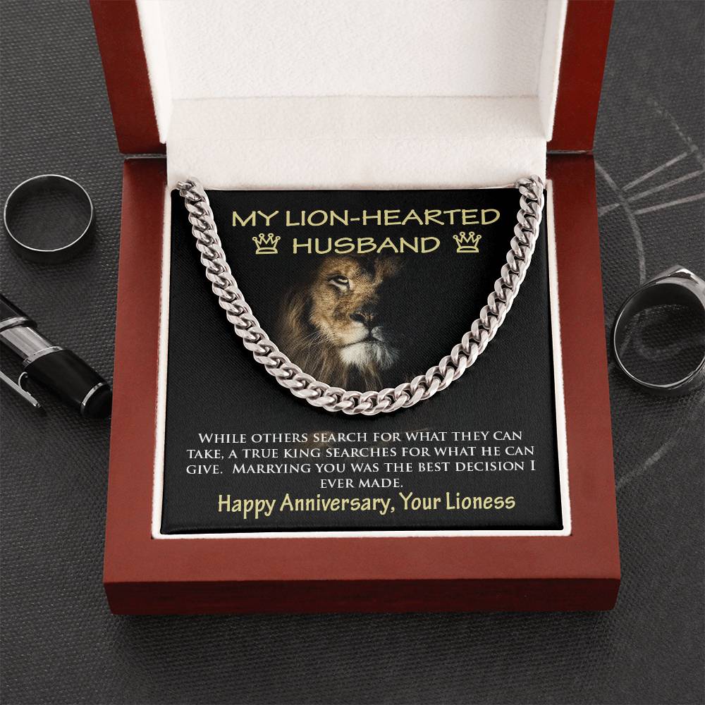Cuban Link Chain Necklace Gift For Lion Husband King