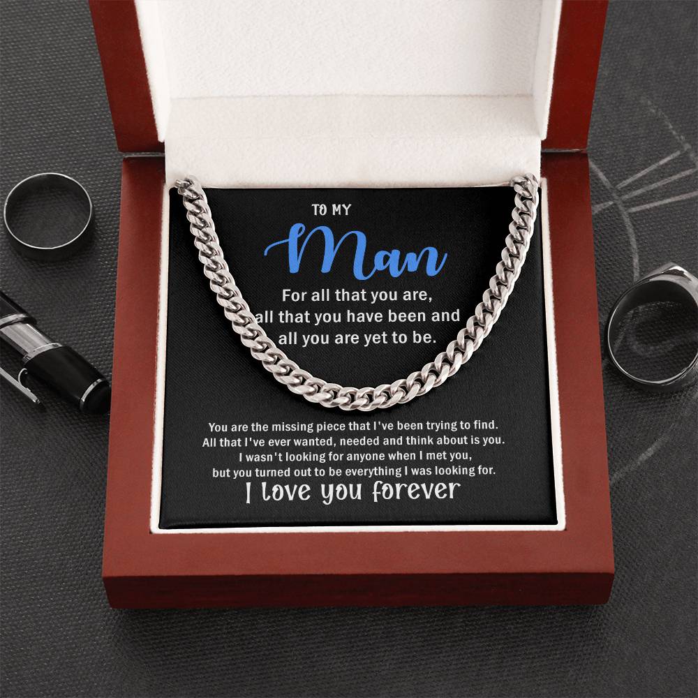 To My Man Cuban Chain Necklace For Him Cuban Link Chain