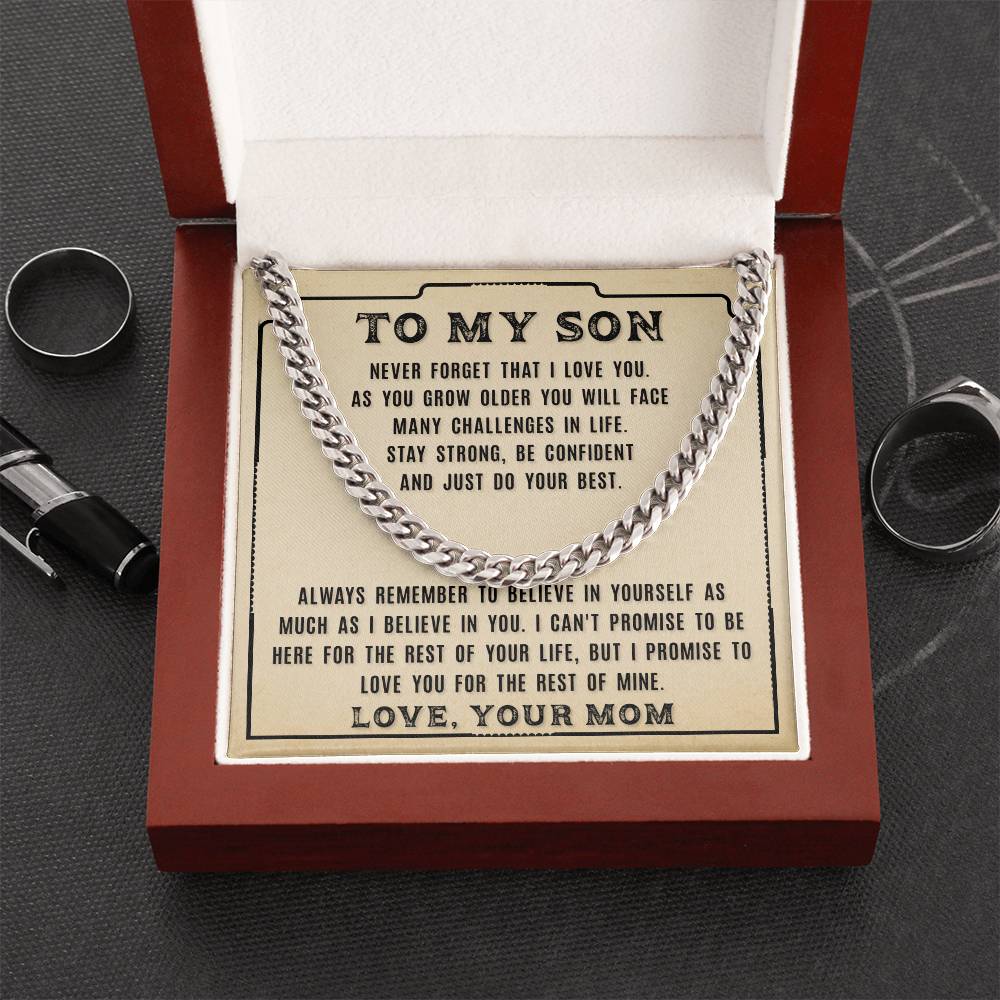 To My Son - Never Forget That - Cuban Link Chain Necklace
