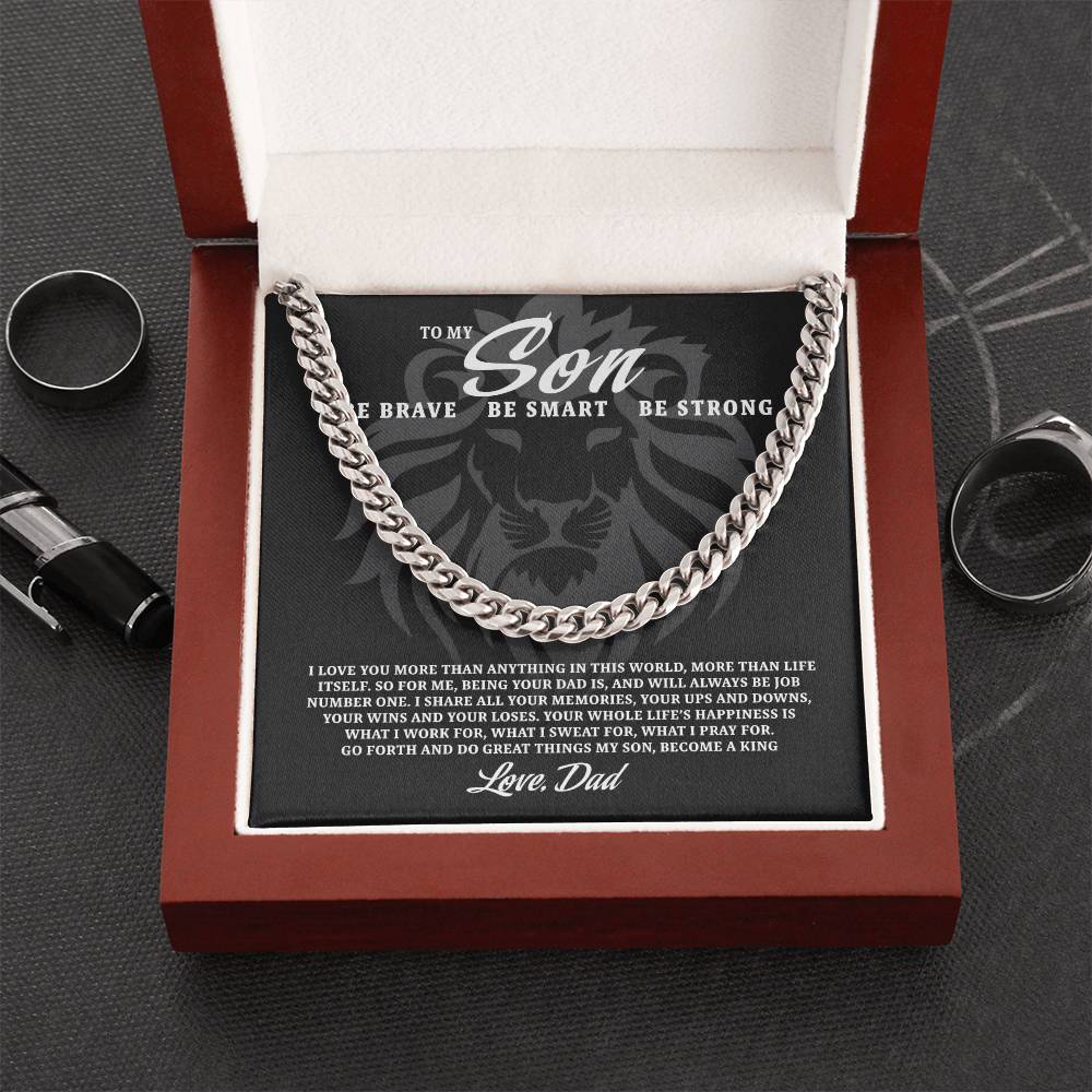 To My Son Be Brave Be Smart Be Strong Cuban Link Chain