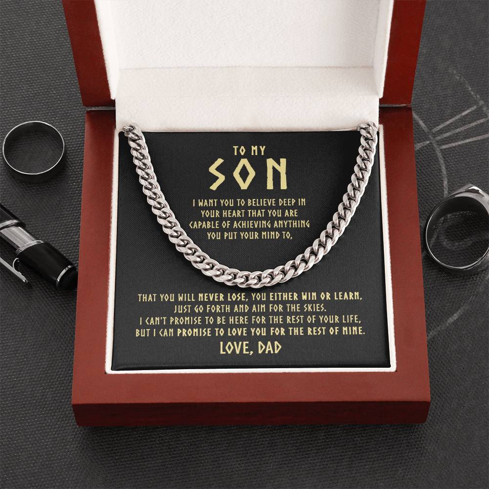 To My Son Cuban Link Chain Necklace - Viking Style