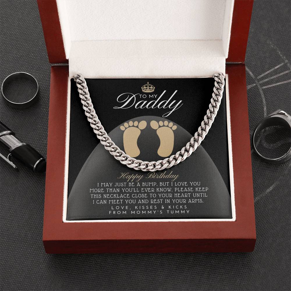 From A Bump To Daddy To My Daddy New Daddy Gift Daddy To Be Gift To My Daddy From A Bump Dad Necklace Gift New Dad Bir Cuban Link Chain