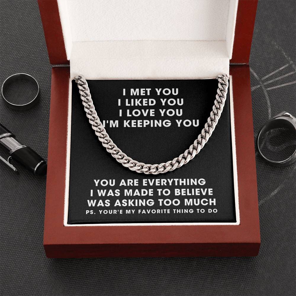 To Boyfriend For My Husband Men Cuban Link Chain Gold And Silver Anniversary 1 2 3 4 5 Just Because Christmas Gift Sto