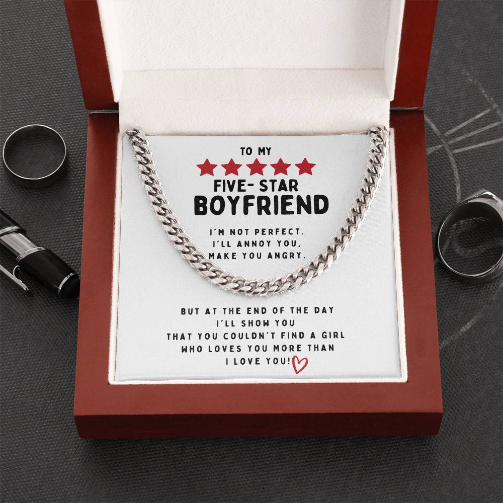 To My Five Star Boyfriend I Love Younecklace Cuban Link Chain