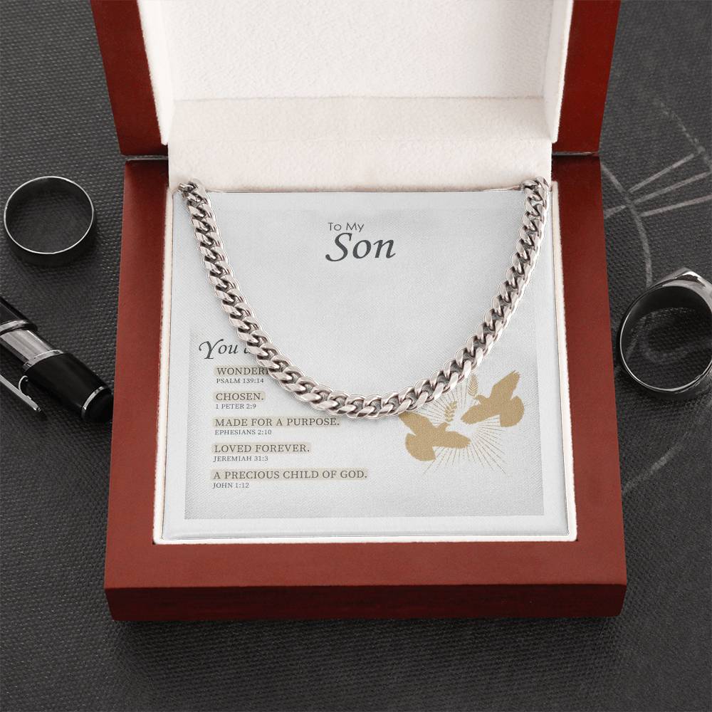Gift For Son You Are Wonderful Chosen Made For A Purpose Cuban Link Chain Necklace