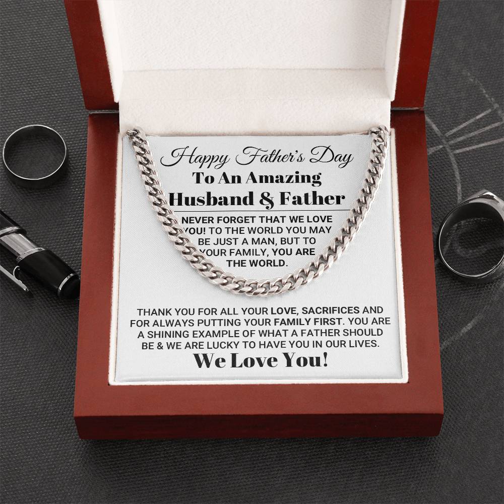Our World Father's Day Necklace Cuban Link Chain