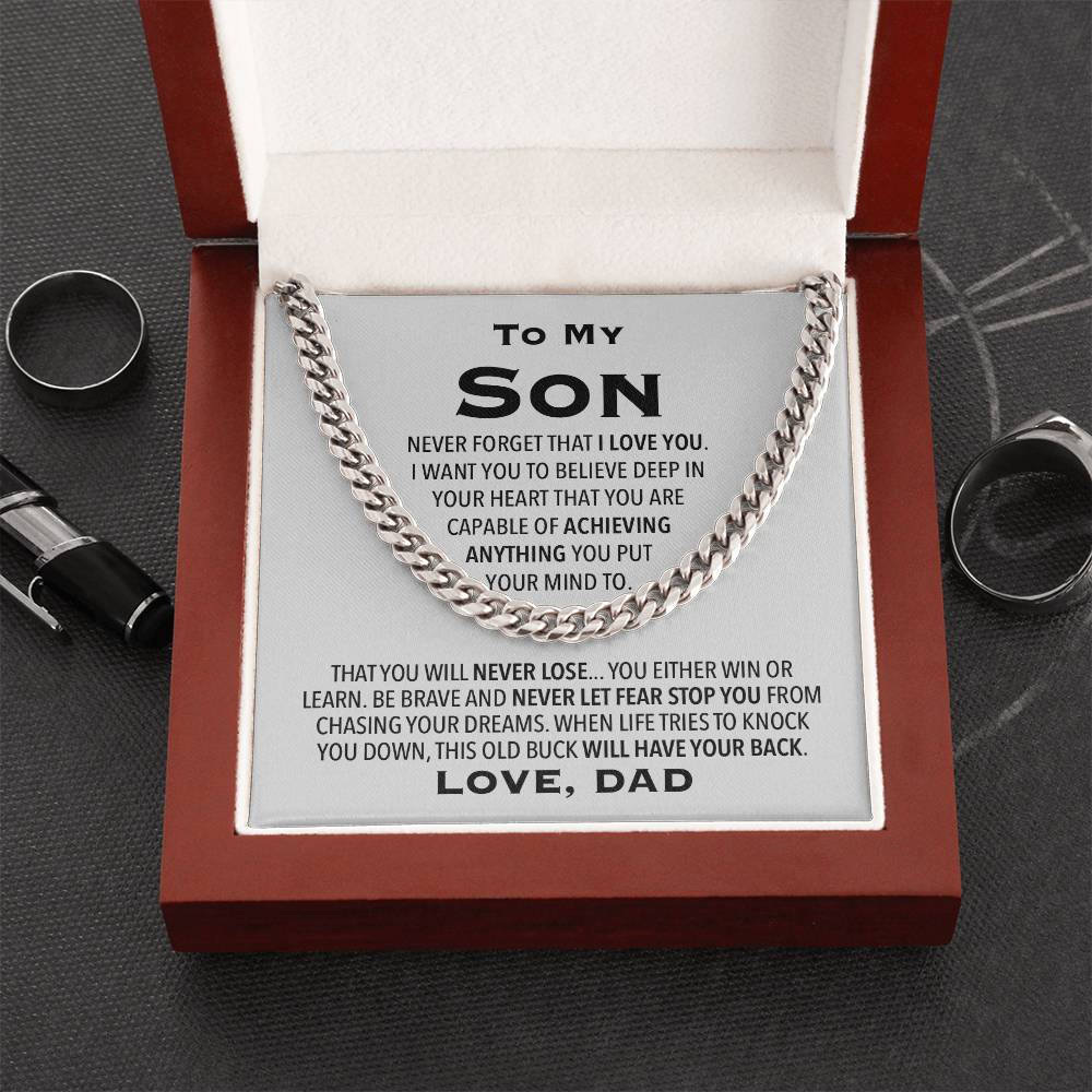 To My Son Gift From Dad Cuban Link Chain Necklace For Son Son Birthday Christmas Gift For Son