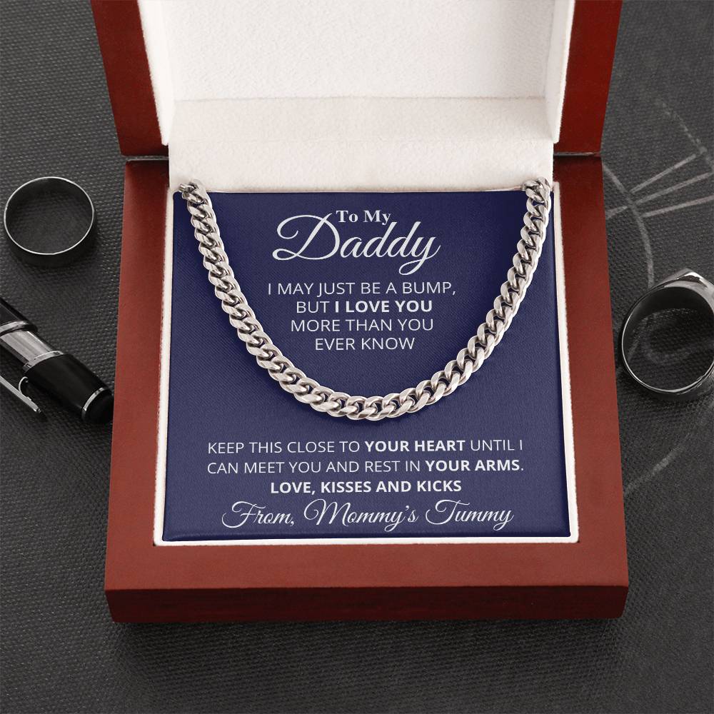 Daddy To Be From Baby Bump Cuban Link Chain Daddy To Be Necklace Gift First Time Dad Gift New Dad Gift