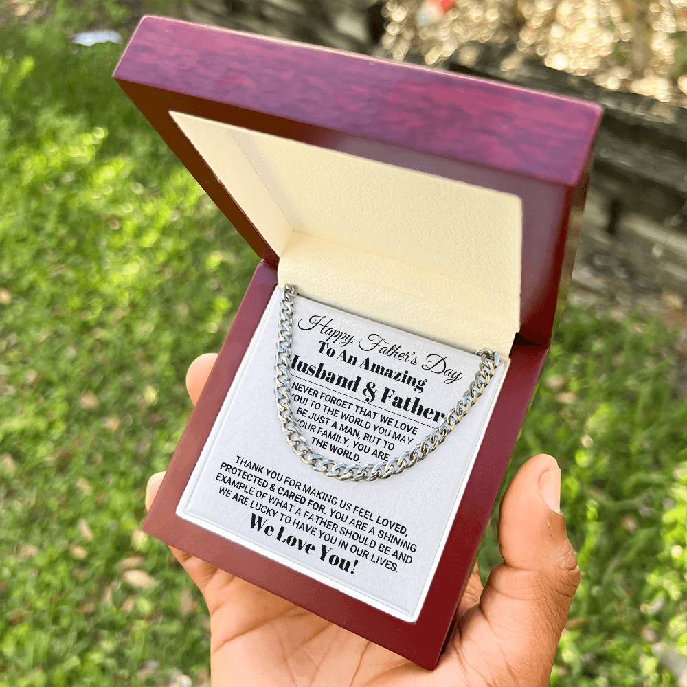 Our World Father's Day Necklace Cuban Link Chain