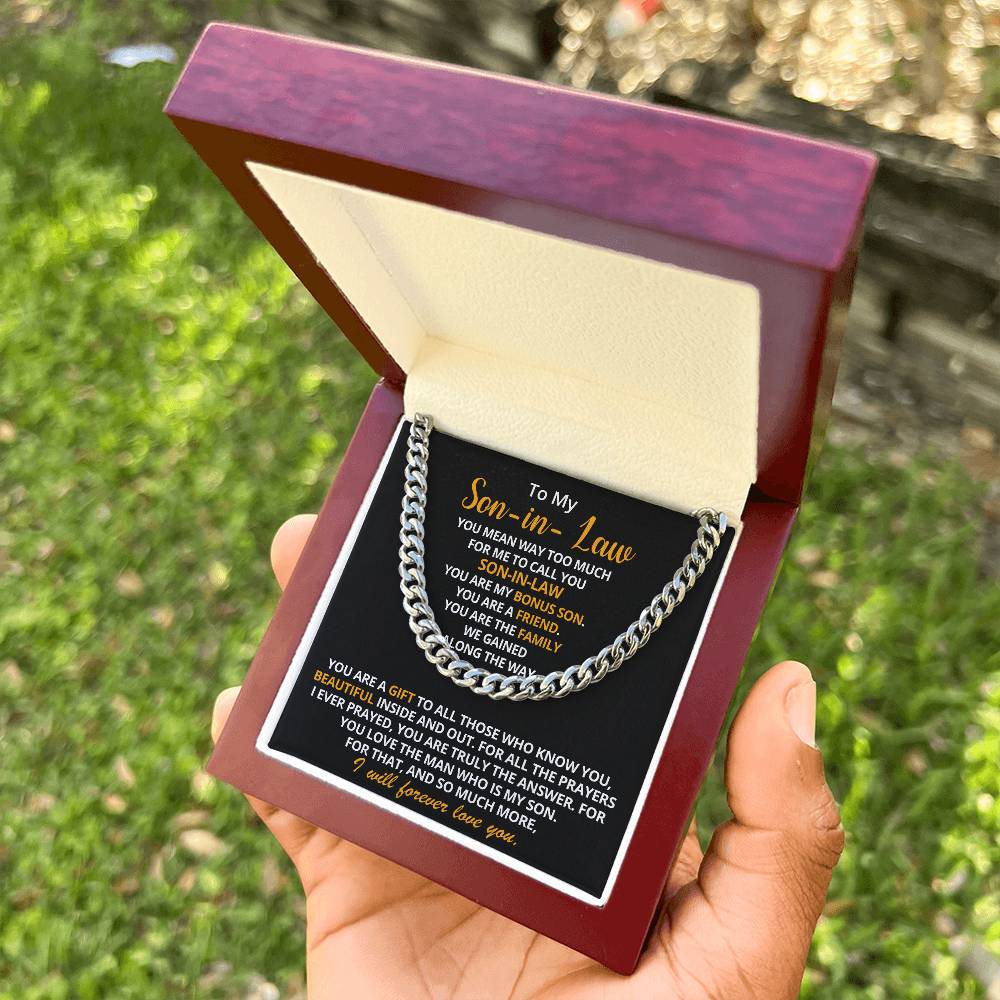 To My Son-In-Law - You Are My Bonus Son Cuban Link Chain Necklace