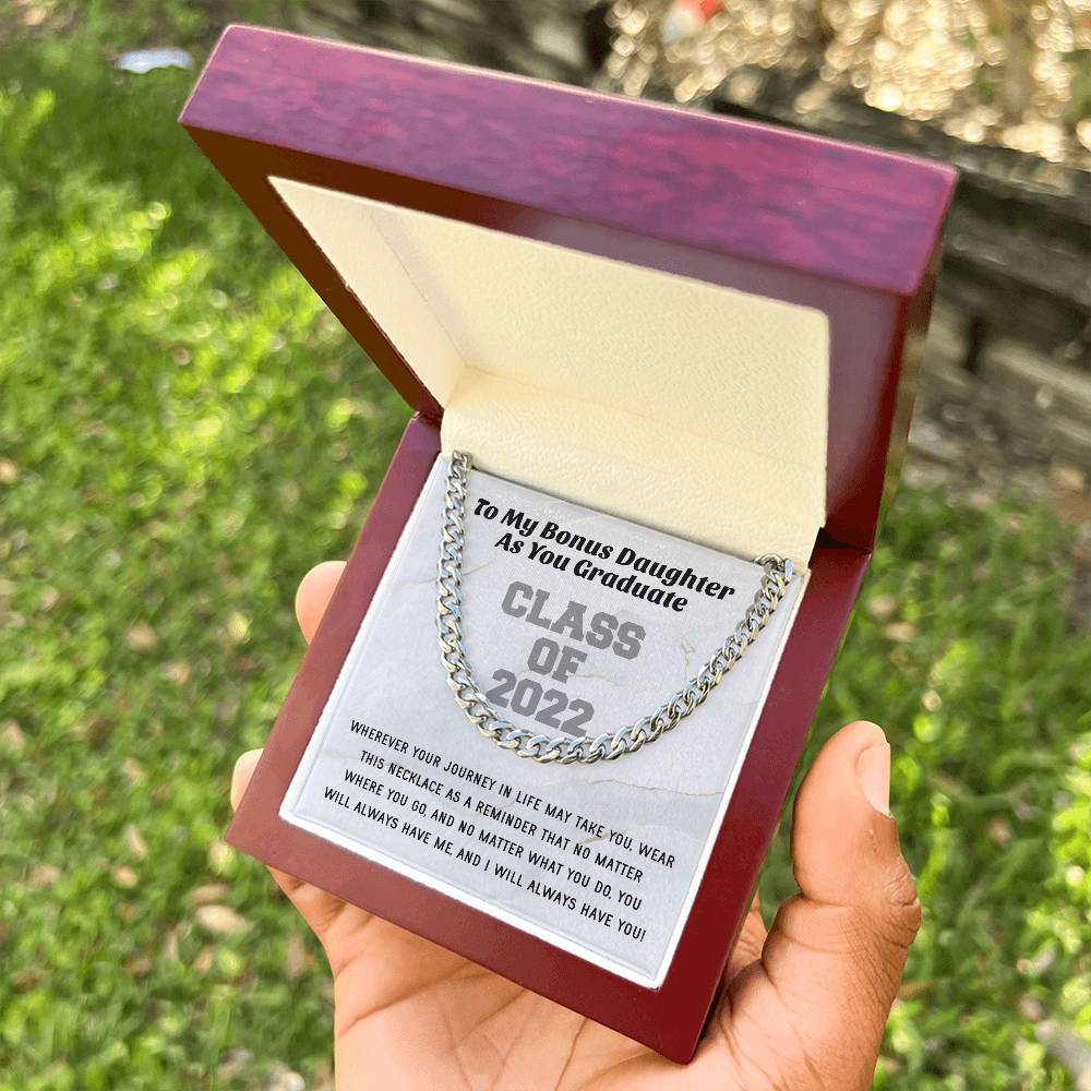 Bonus Daughter Graduation Class Of 2022 High School Graduation College Graduation Gift For Step Daughter Womens Gold C Cuban Link Chain