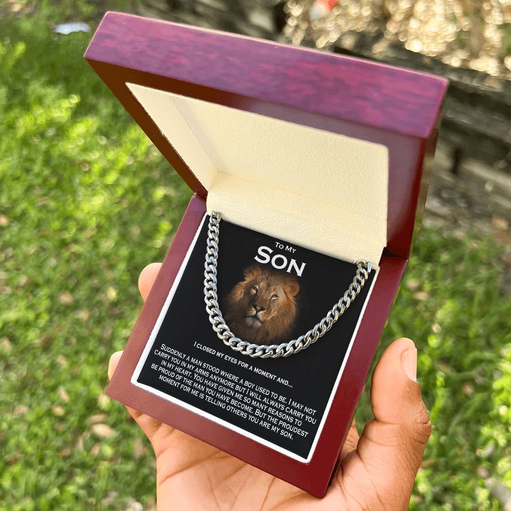 To My Son Solid Cuban Chain Necklace Cuban Link Chain
