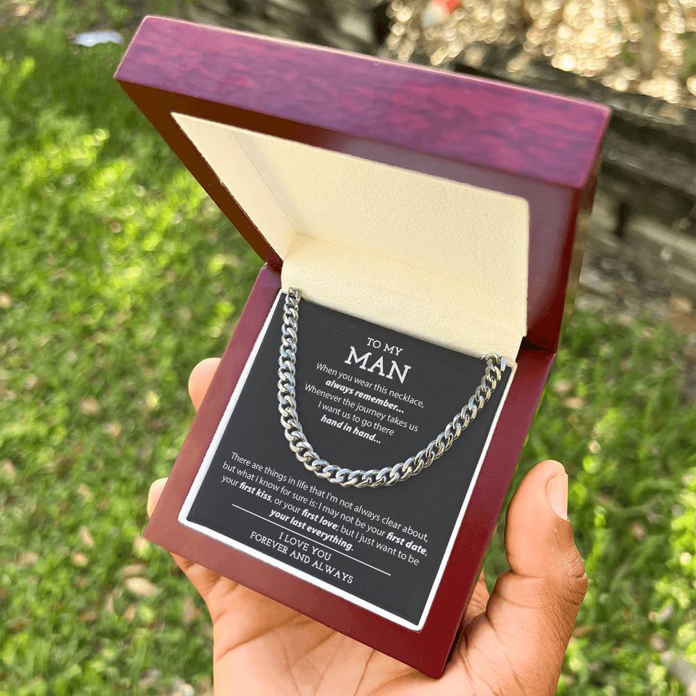 To My Man Necklace Promise Necklace For Him Anniversary Gift For Boyfriend Husband Cuban Link Chain