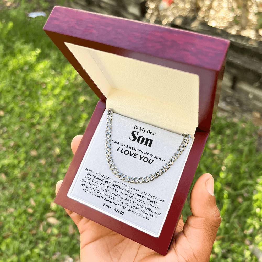 Gift To Son From Mom To My Dear Son Necklace Son Birthday Graduation Gift To Grown Up Son Cuban Link Chain