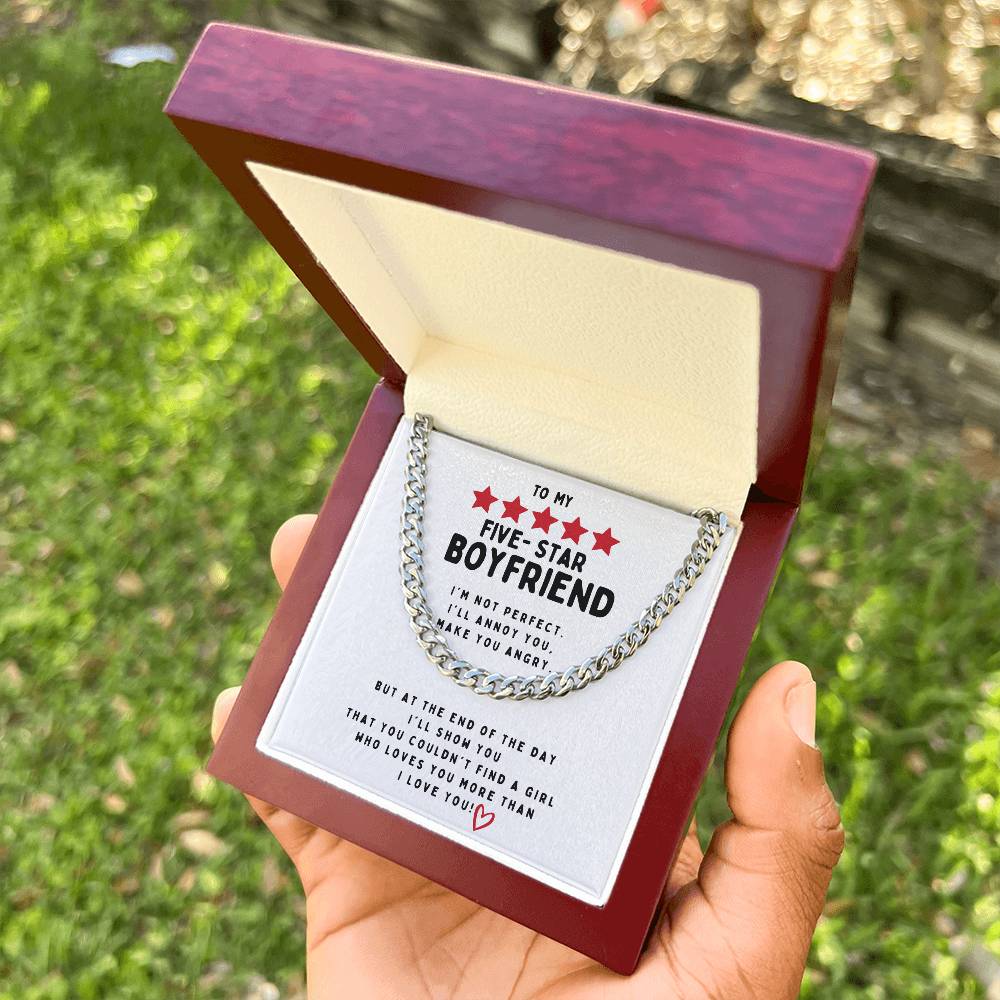 To My Five Star Boyfriend I Love Younecklace Cuban Link Chain