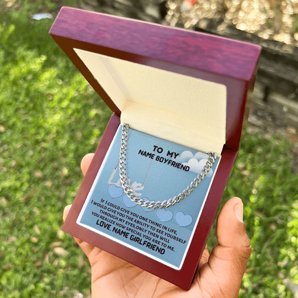 Personalized Necklace Name Gift For Boyfriend Cuban Link Chain