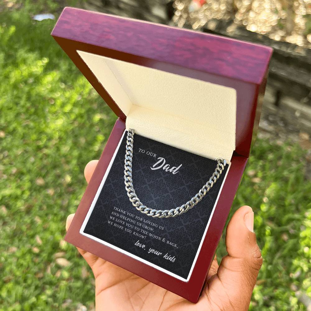 To Dad From Kids Father's Day Gift Cuban Chain Necklace Cuban Link Chain