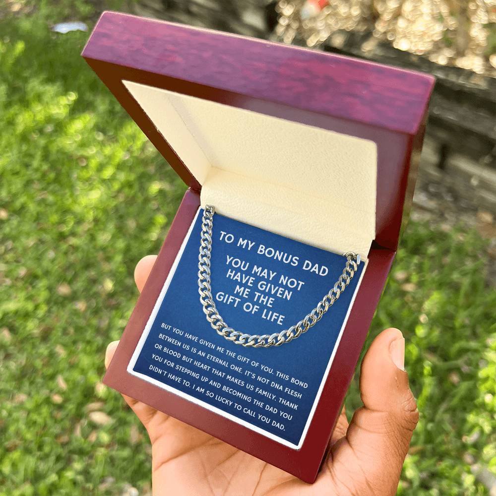 Step Dad Gift From Step Daughter Bonus Dad Gift From Bonus Son Fathers Day Sentimental Gift For Stepped Up Dad Cuban Link Chain