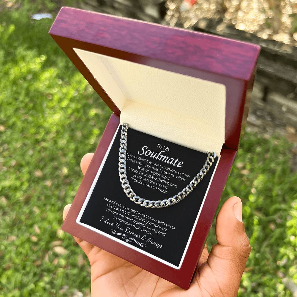 To My Soulmate Cuban Chain Necklace Romantic Gifts For Him Valentine Gift For Boyfriend Husband Cuban Link Chain