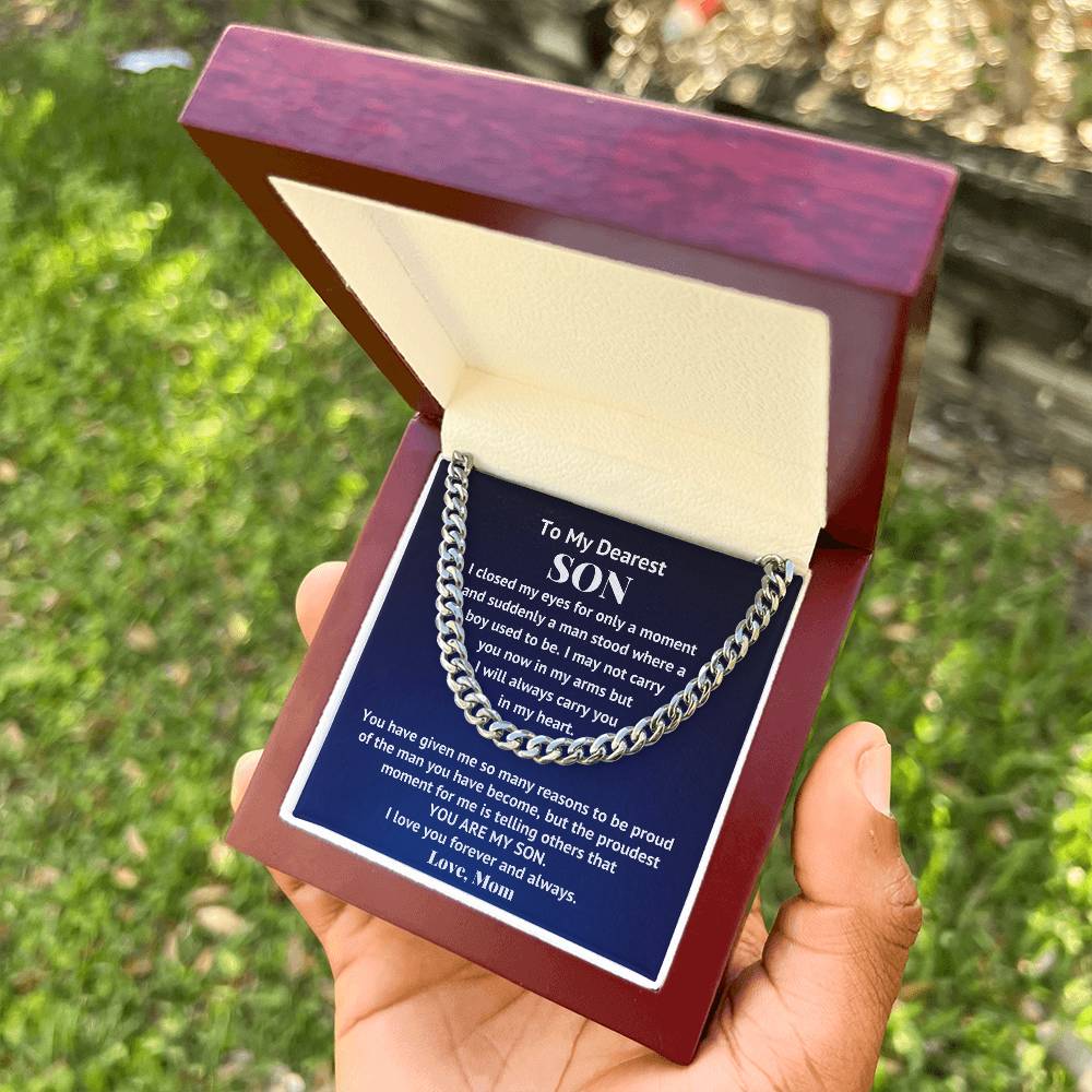 To My Son Necklace Son Gifts From Mom Son Cuban Chain Necklace Mother To Son Gifts Gifts For Son Birthday Cuban Link Chain