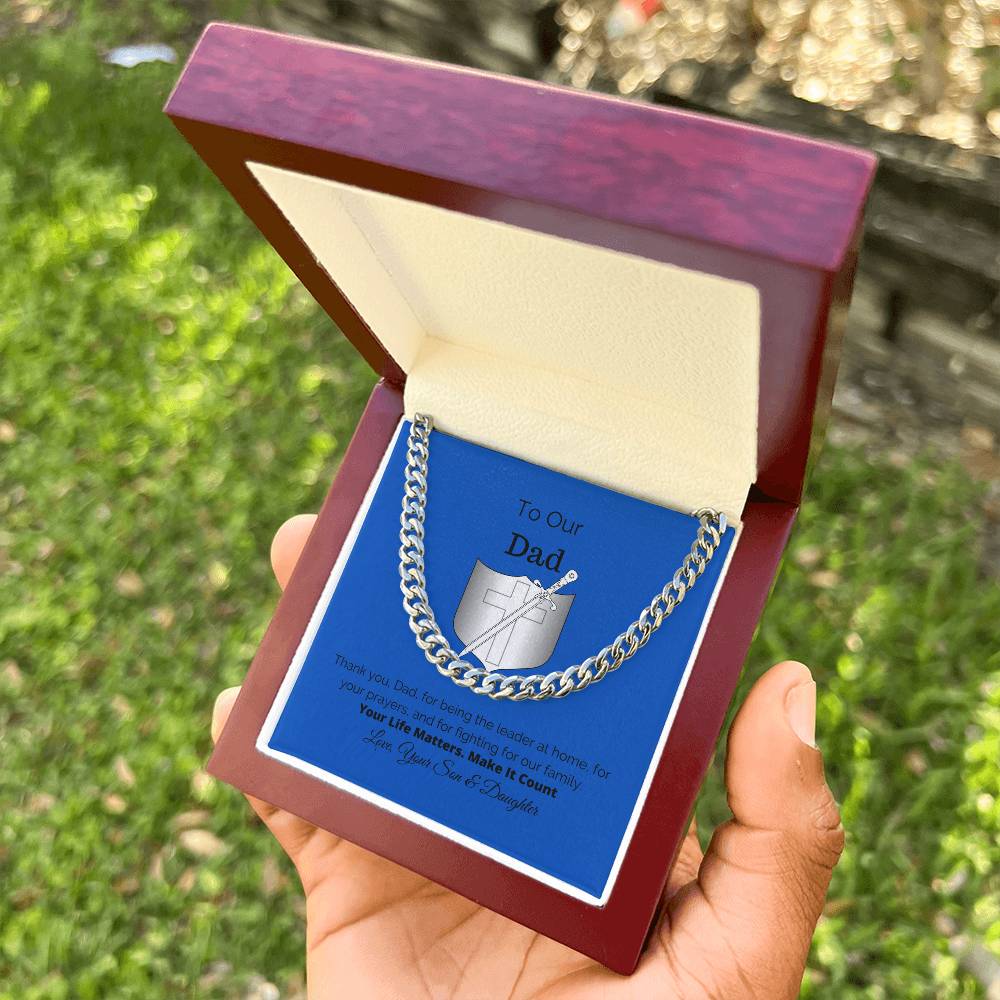 To Our Dad Gift For Him Cuban Link Chain Necklace Cuban Chain Necklace Stainless Steel 14K Yellow Gold Christmas Gift