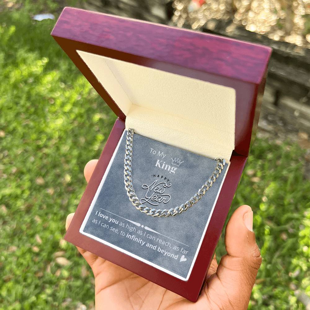 Necklace Gift For Boyfriend Husband Happy New Year Gift Message Card Cuban Link Chain