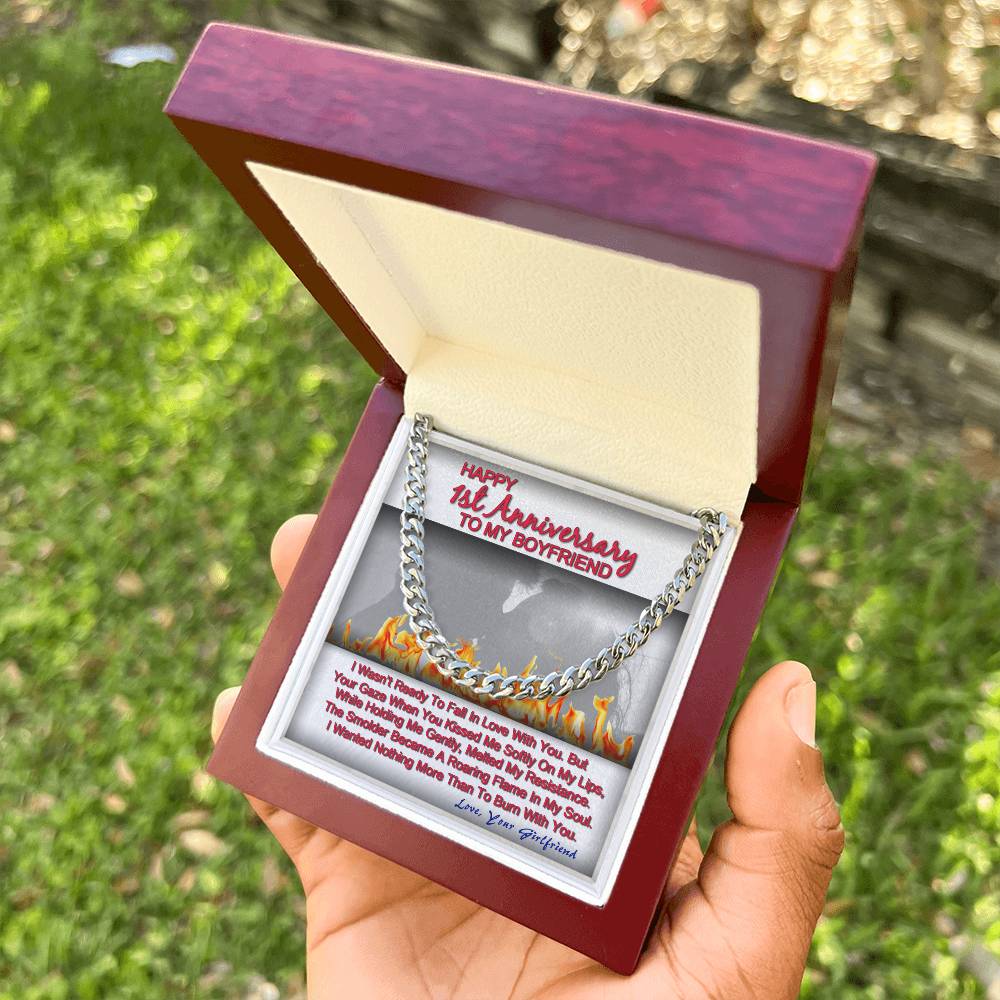 One Year Anniversary Gifts For Boyfriend Cuban Link Chain With Message Card