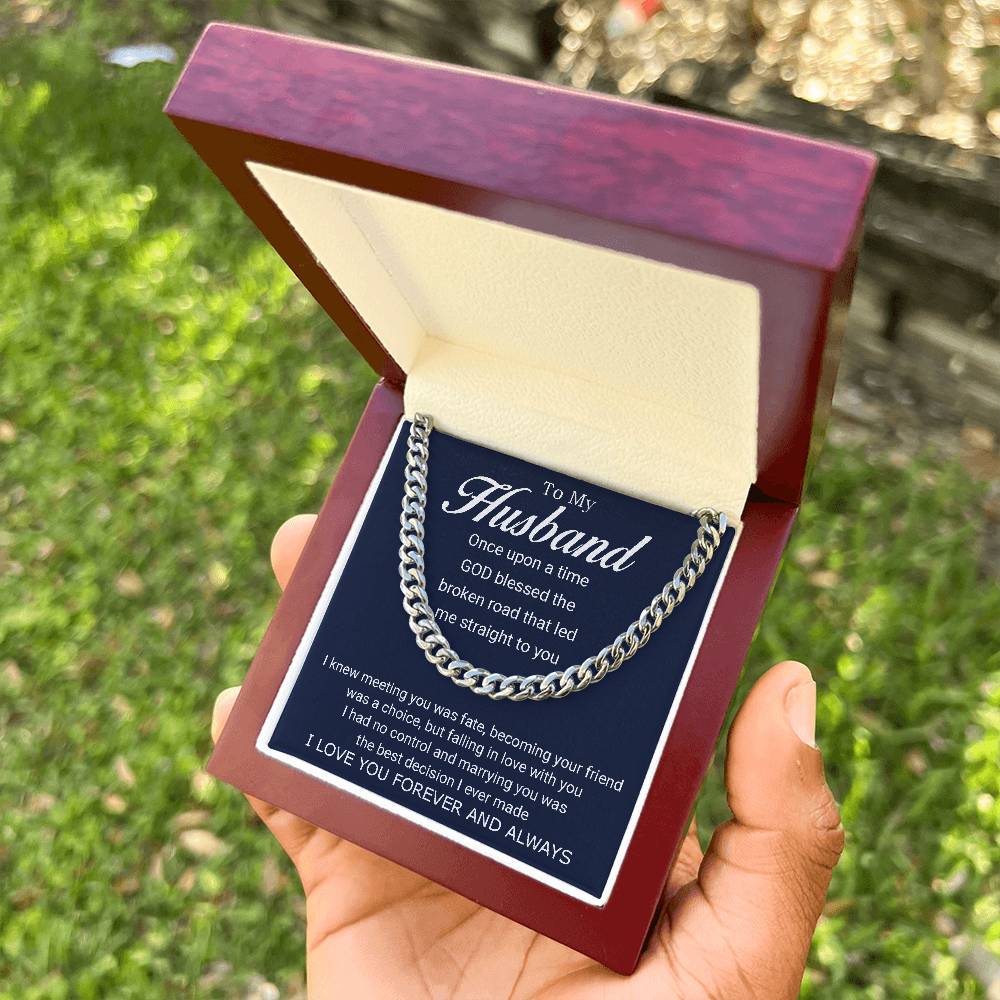 To My Husband - Love You Forever - Cuban Link Chain Necklace + Mahogany Luxury Gift Box