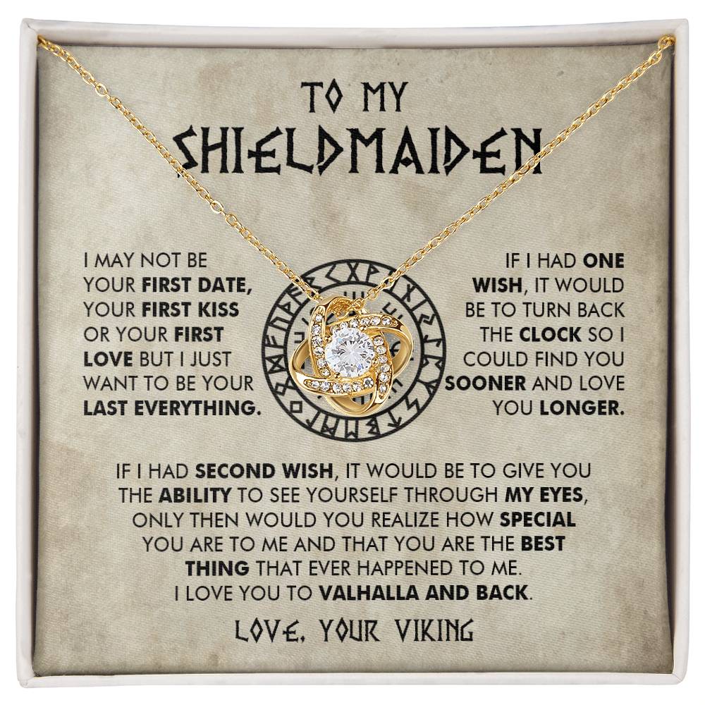 To My Shieldmaiden - I Love You To Valhalla And Back - Love Knot Necklace