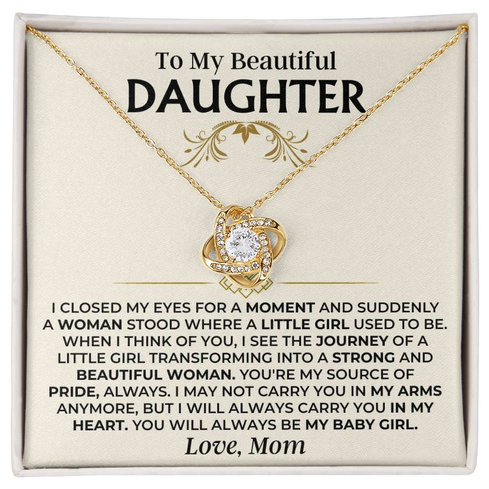 To My Beautiful Daughter - Mom - Love Knot Necklace