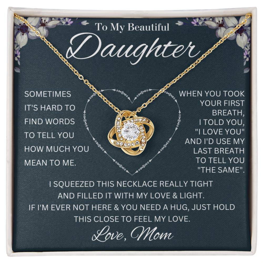 To My Daughter - I Love You, Love Mom Love Knot Necklace