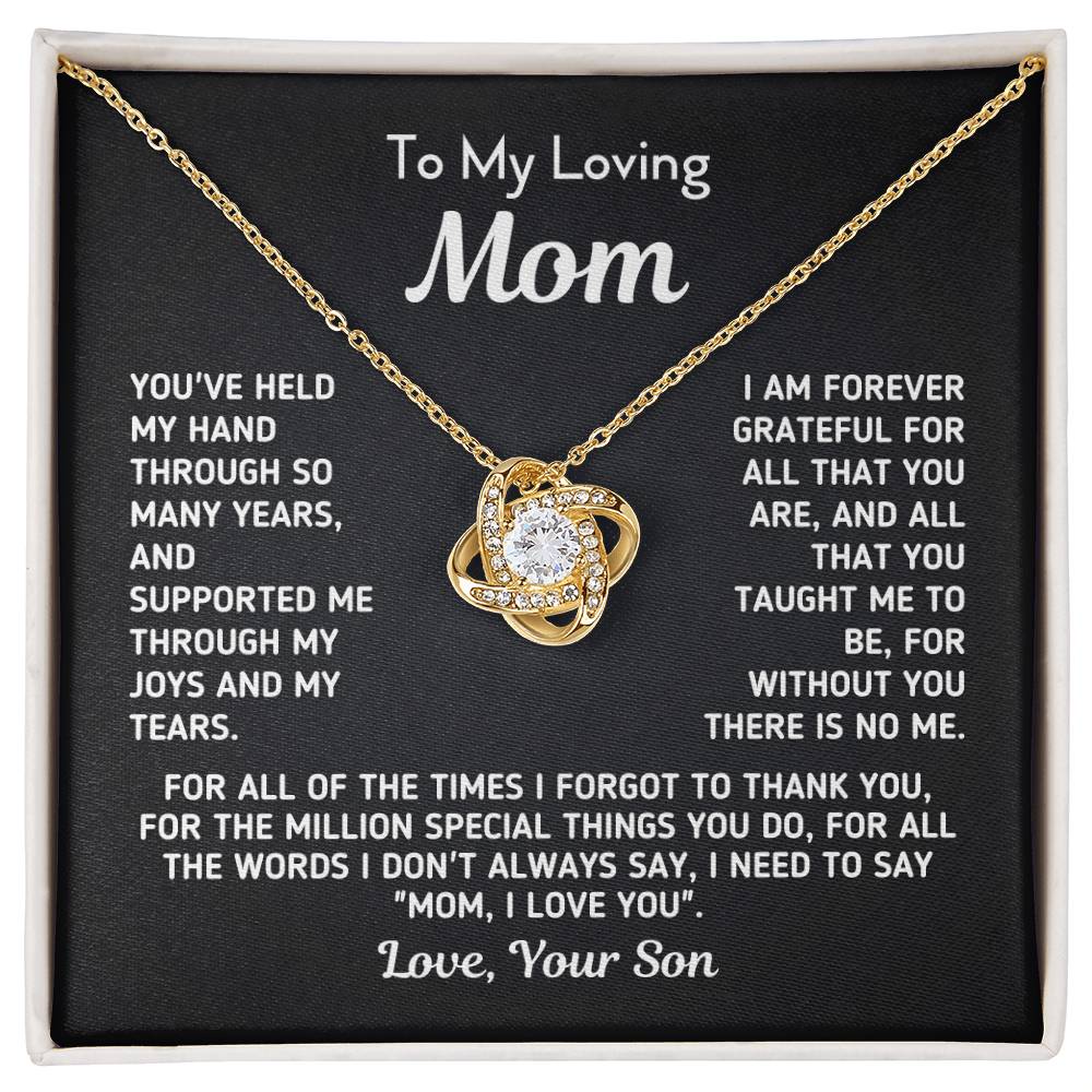Gift For Mom From Son - Without You There Is No Me Gold Knot Necklace Love Knot Necklace