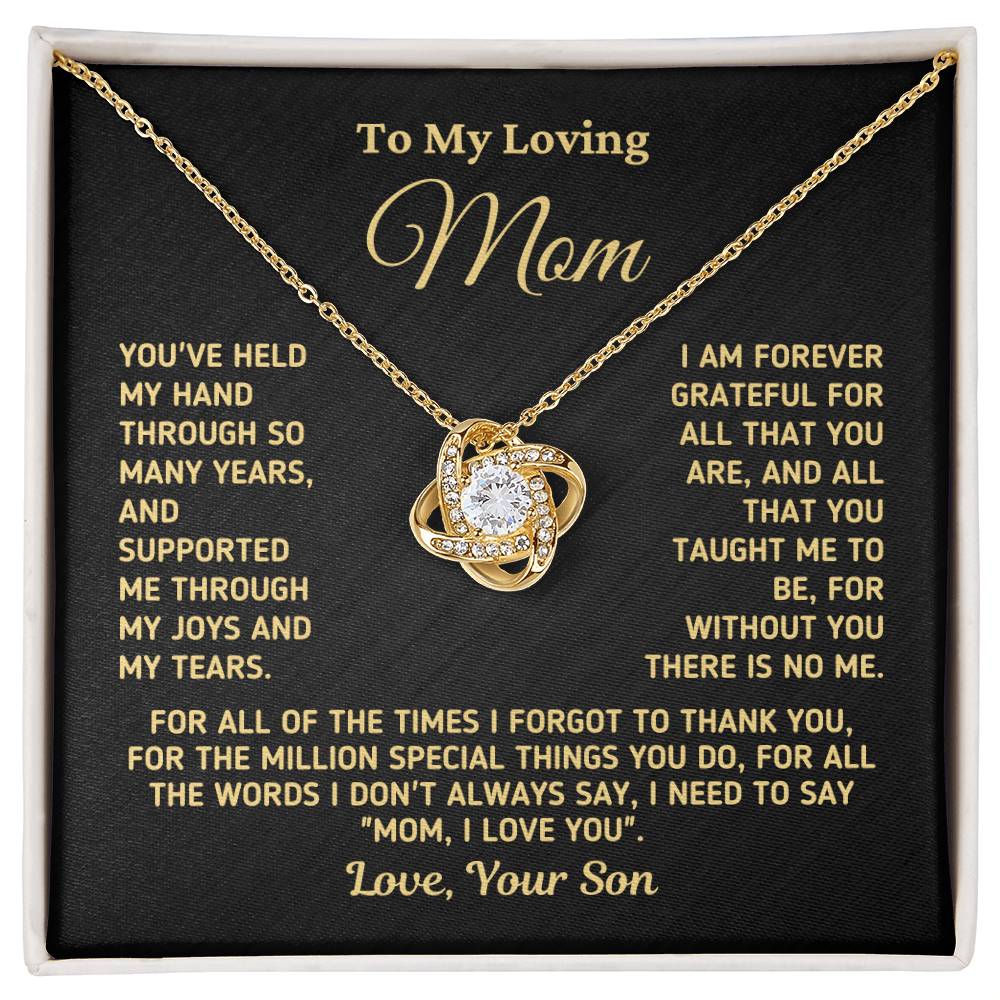 Gift For Mom From Son - Without You There Is No Me Gold Necklace Love Knot Necklace