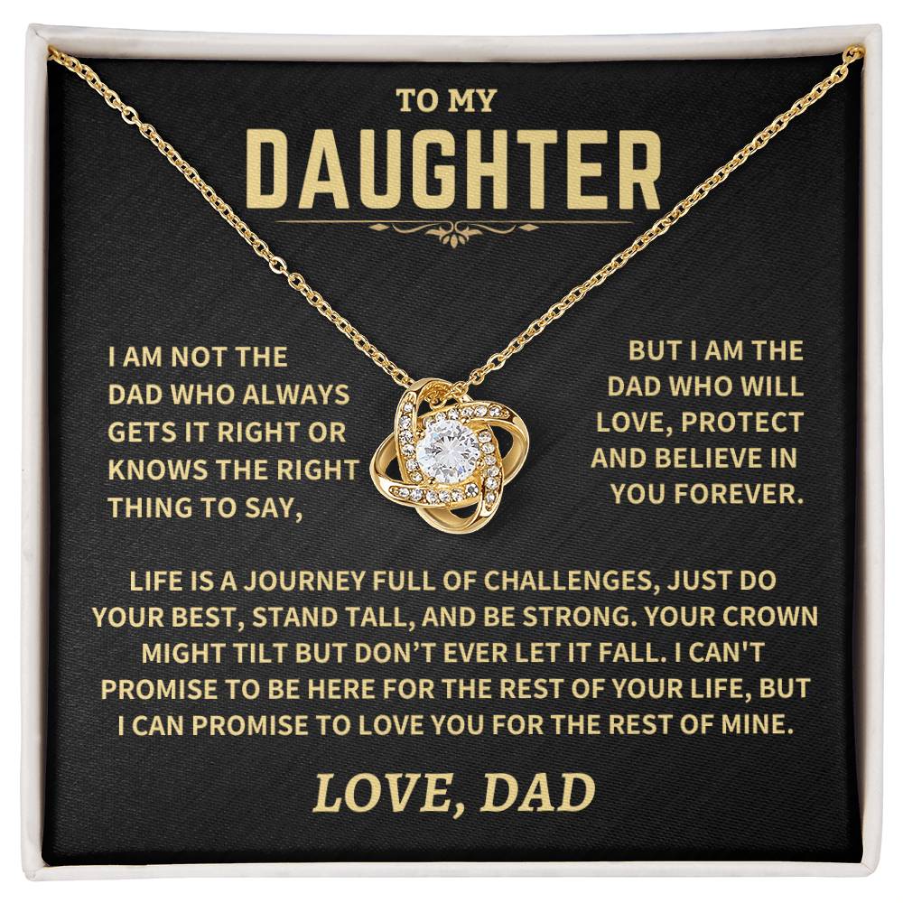Gift For Daughter From Dad, Crown Might Tilt But Don't Ever Let It Fall Love Knot Necklace