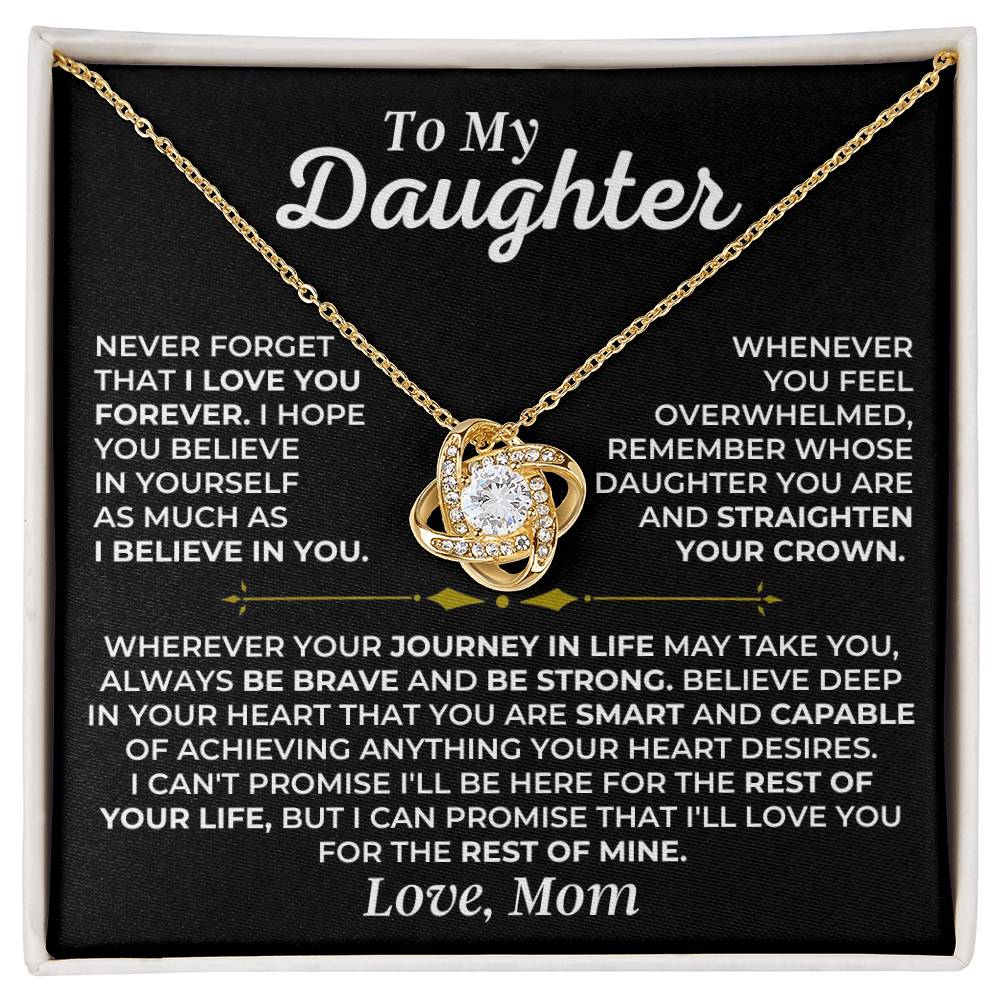 To My Daughter - Love Mom - Beautiful Gift Set - Love Knot Necklace