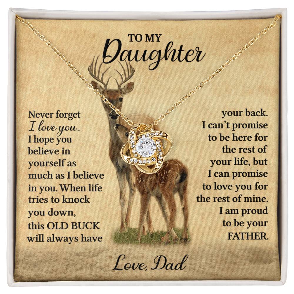 Gift For Daughter Never Forget I Love You Love Dad Necklace (Deer) Love Knot Necklace