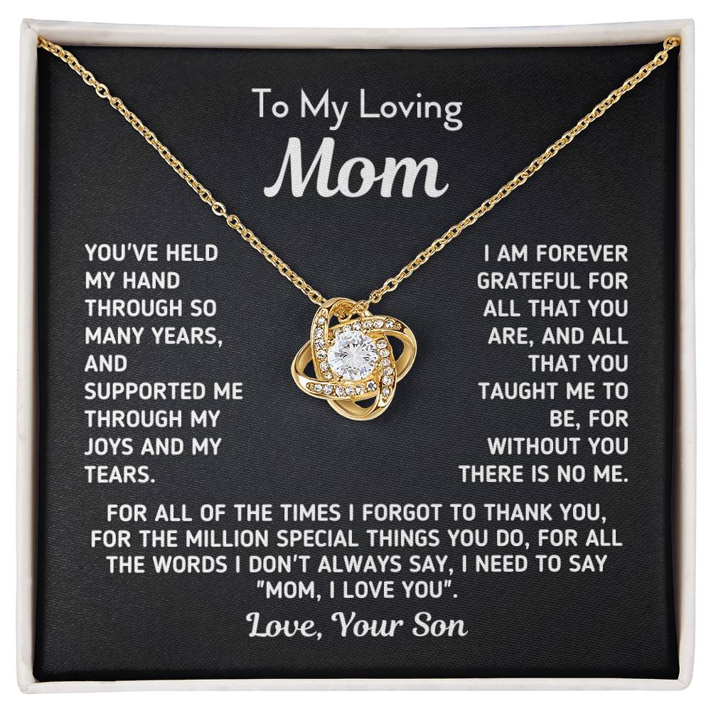 Gift For Mom From Son - Without You There Is No Me White Necklace Love Knot Necklace