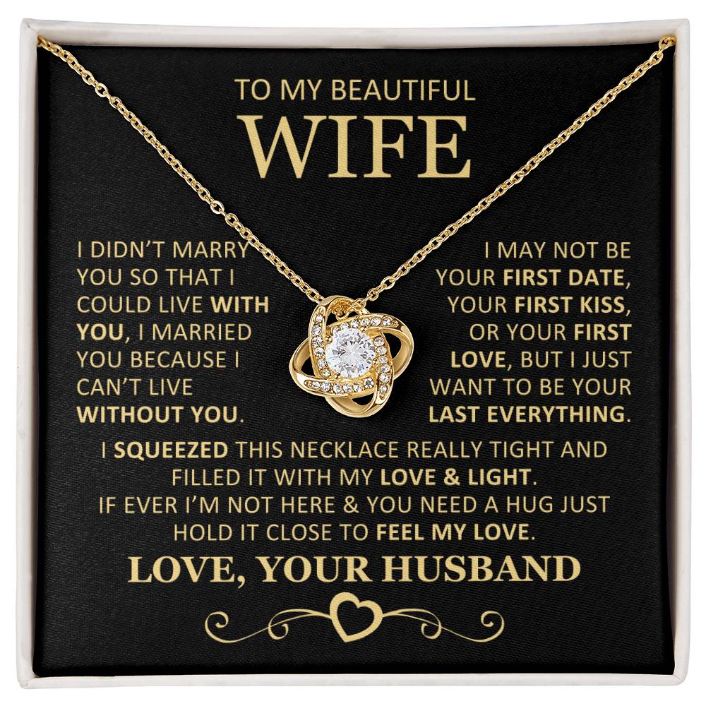 Unique Gift for Wife I Can't Live Without You Knot Necklace Love Knot Necklace