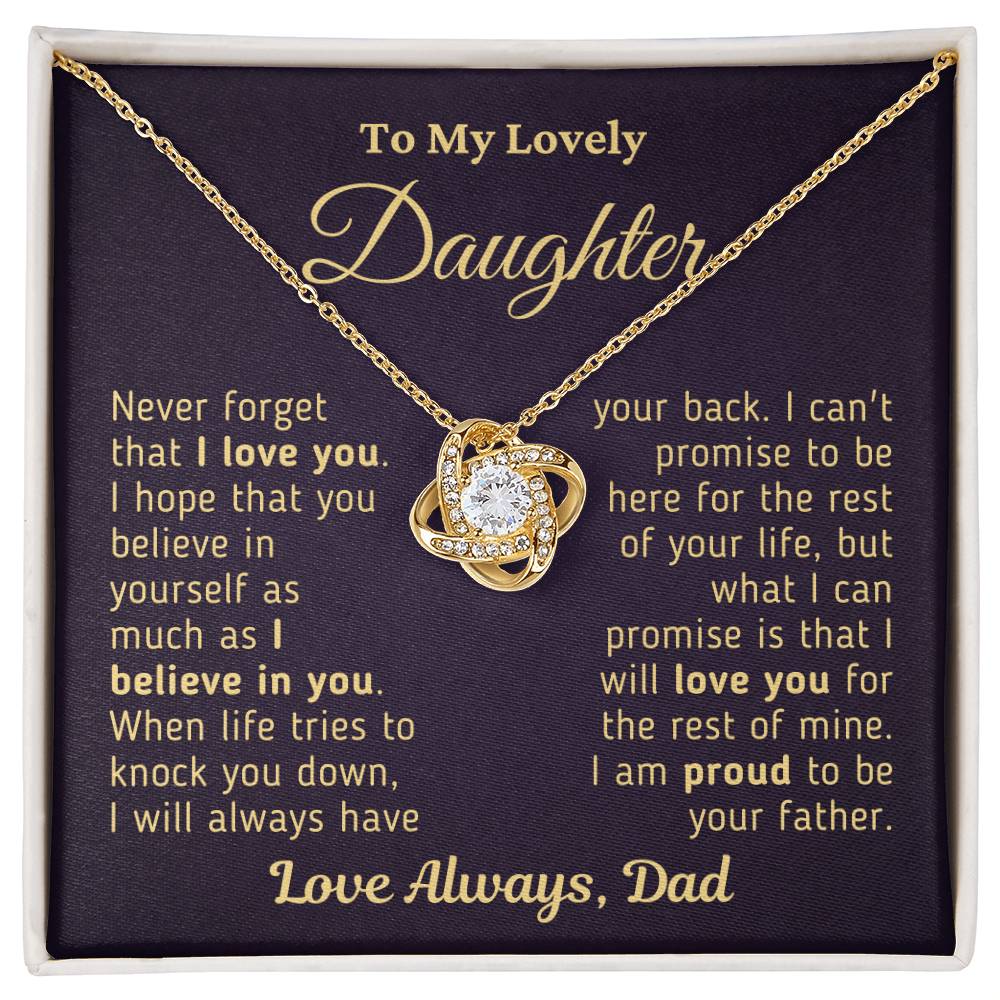 Gift For Daughter Proud To Be Your Father Gold Necklace Love Knot Necklace